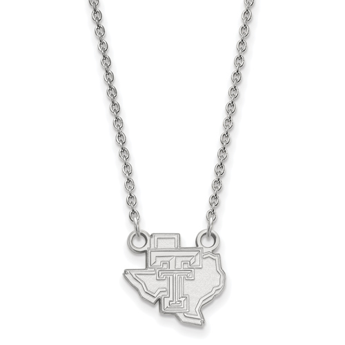 Silver 1/2in Texas Tech University State Map Pendant with 18in Chain