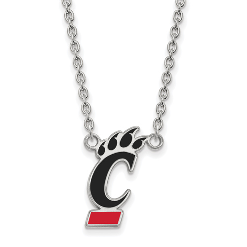 University Of Cincinnati Bearcat Enamel Necklace 3/4in Sterling Silver
