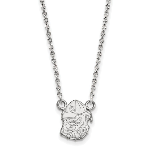 University of Georgia Bulldog G Hat Necklace Small 14k White Gold