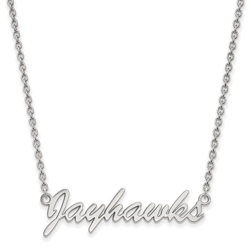 Sterling Silver Jayhawks Pendant with 18in Chain