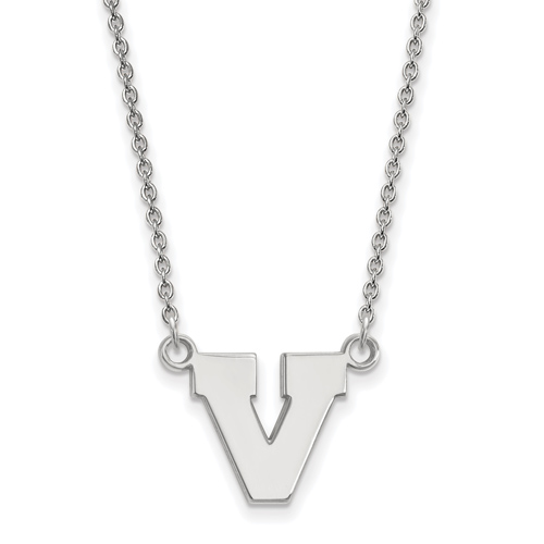 14k White Gold University of Virginia Block V Necklace Small