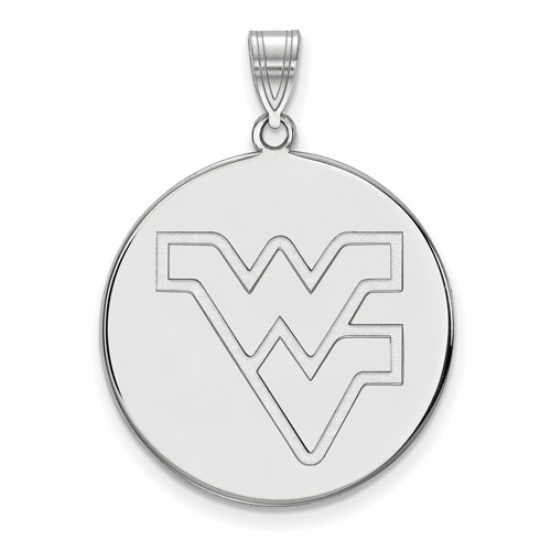 10kt White Gold 1in West Virginia University Disc Pendant