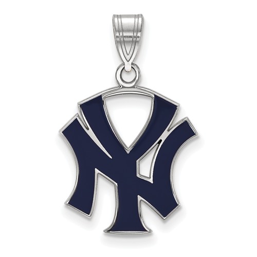 Sterling Silver 3/4in New York Yankees Enamel Pendant