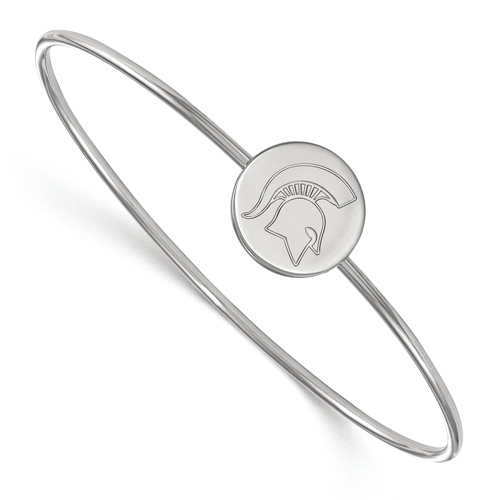 Sterling Silver 8in Michigan State University Spartan Slip On Bangle