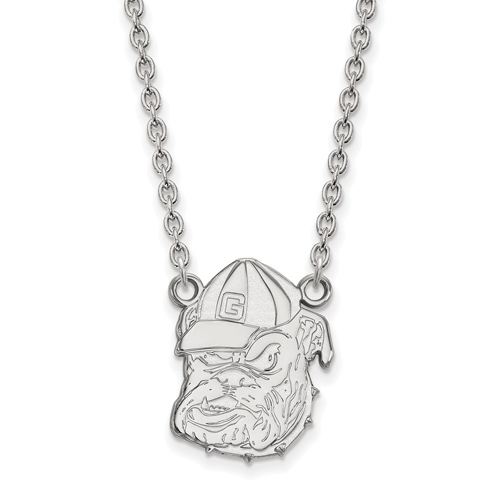 Univ. of Georgia Bulldog G Hat Pendant Necklace 3/4in Sterling Silver