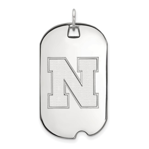 10kt White Gold University of Nebraska N Dog Tag