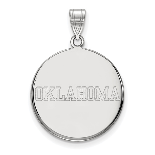 14kt White Gold 3/4in University of Oklahoma OKLAHOMA Disc Pendant