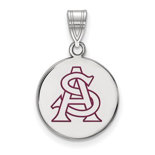Arizona State University Enamel Disc Pendant 5/8in Sterling Silver