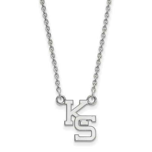14k White Gold Kansas State University KS Necklace