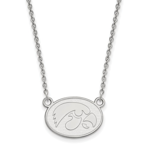 University of Iowa Small Oval Necklace Sterling Silver