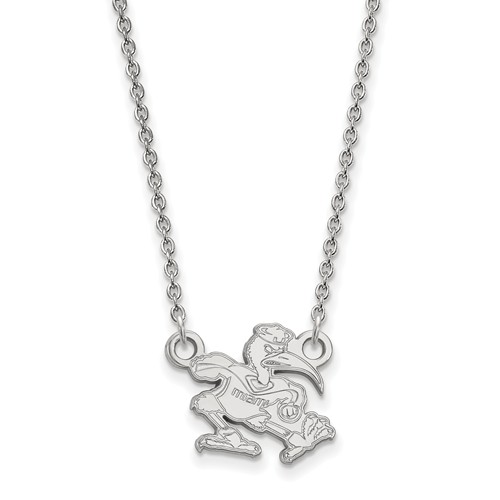 14kt White Gold 1/2in University of Miami Ibis Necklace