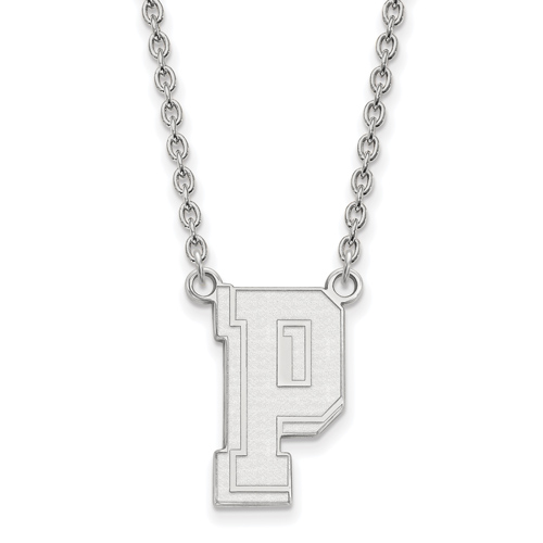 Silver 3/4in University of Pittsburgh P Pendant with 18in Chain