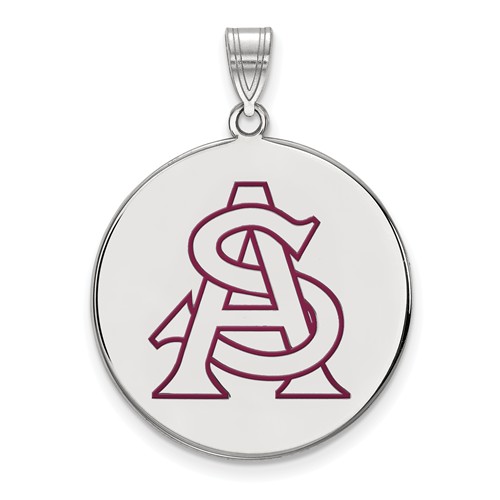 Sterling Silver 1in Arizona State University Round Enamel Pendant