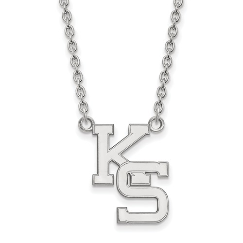 Kansas State University KS Necklace 3/4in 14k White Gold