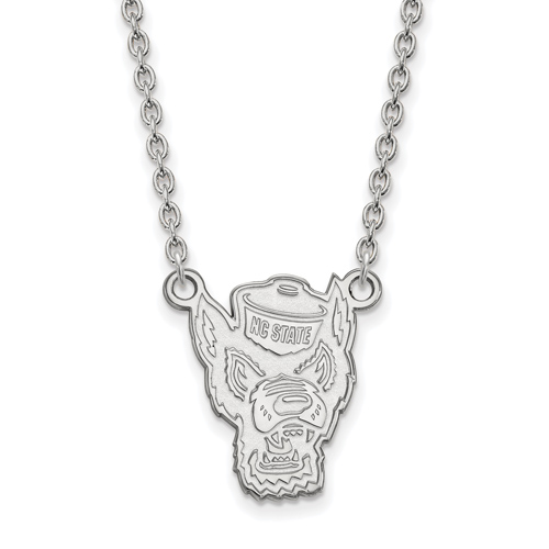 Sterling Silver North Carolina State Mr. Wuf Pendant with 18in Chain