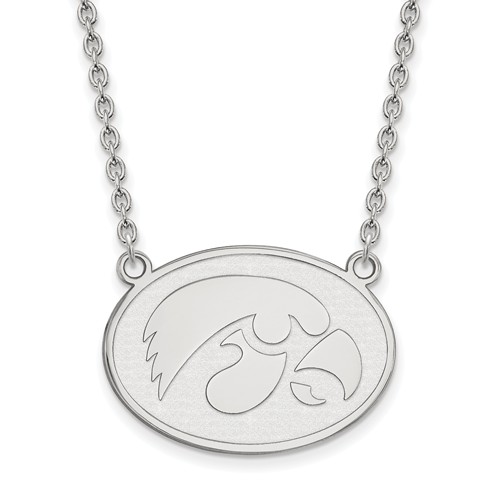 University of Iowa Oval Necklace 3/4in Sterling Silver