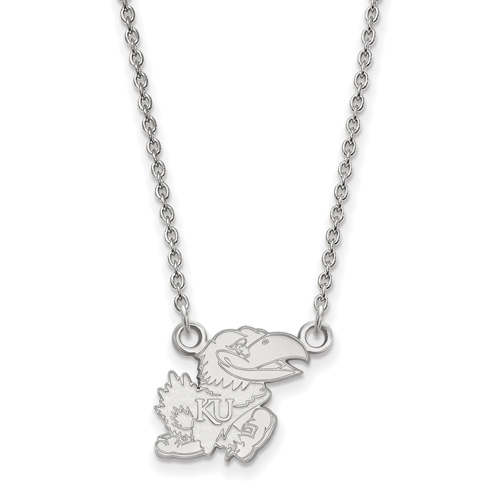 University of Kansas Jayhawk Pendant Necklace Small Sterling Silver