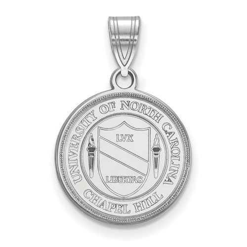 Sterling Silver 5/8in University of North Carolina Crest Disc Pendant