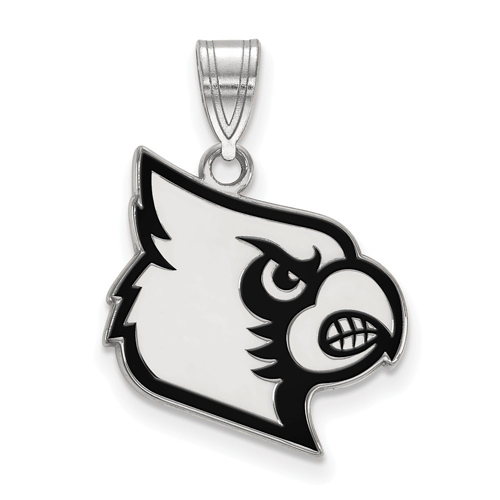 Univ. of Louisville Louis Black Enamel Pendant 3/4in Sterling Silver