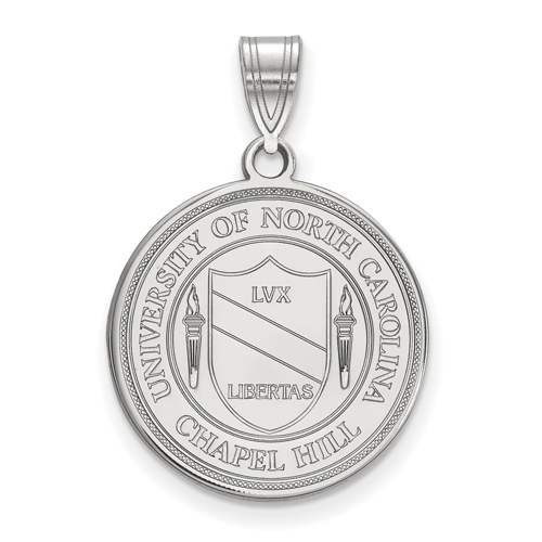 Sterling Silver 3/4in University of North Carolina Crest Disc Pendant