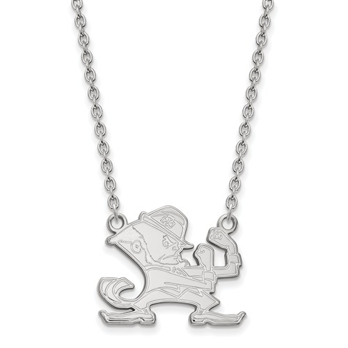 14k White Gold University of Notre Dame Leprechaun Necklace