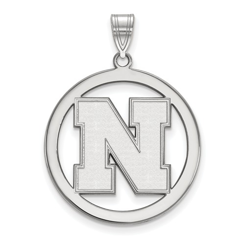 Sterling Silver 1in University of Nebraska N Pendant in Circle