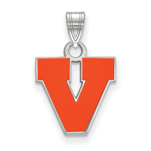 Sterling Silver 1/2in University of Virginia V Enamel Pendant