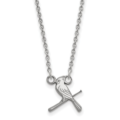 14kt White Gold 3/8in St. Louis Cardinals Bird Pendant on 18in Chain