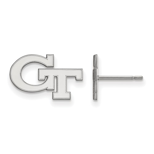 10k White Gold Georgia Tech Extra Small Logo Earrings