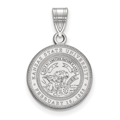 Kansas State University Crest Pendant 5/8in Sterling Silver