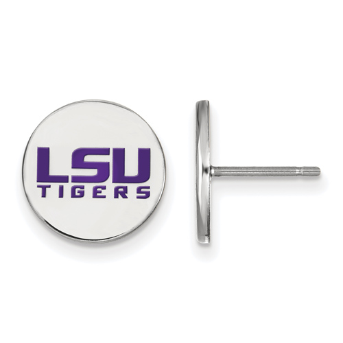 Sterling Silver LSU TIGERS Enamel Disc Earrings
