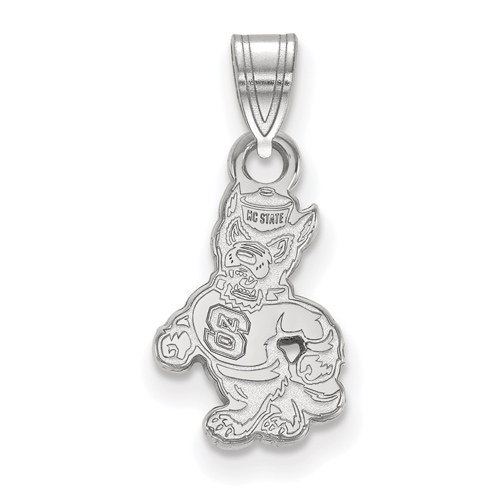10k White Gold 1/2in North Carolina State Walking Mr. Wuf Pendant