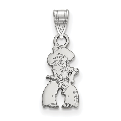 14kt White Gold 1/2in Oklahoma State University Pistol Pete Pendant