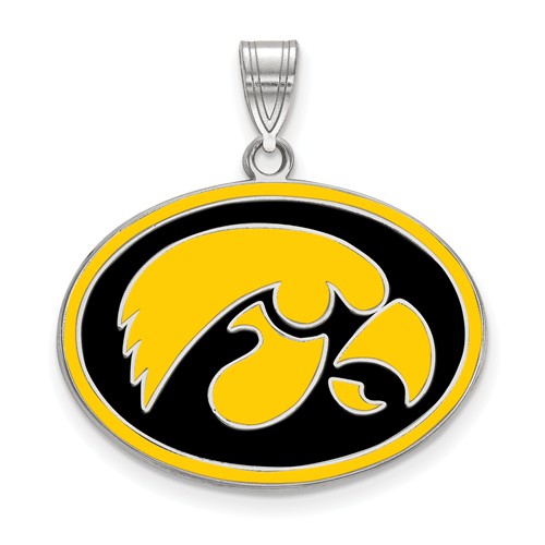 University of Iowa Enamel Pendant 3/4in Sterling Silver
