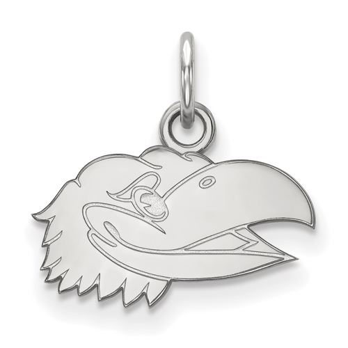 14kt White Gold 3/8in University of Kansas Jayhawk Head Charm