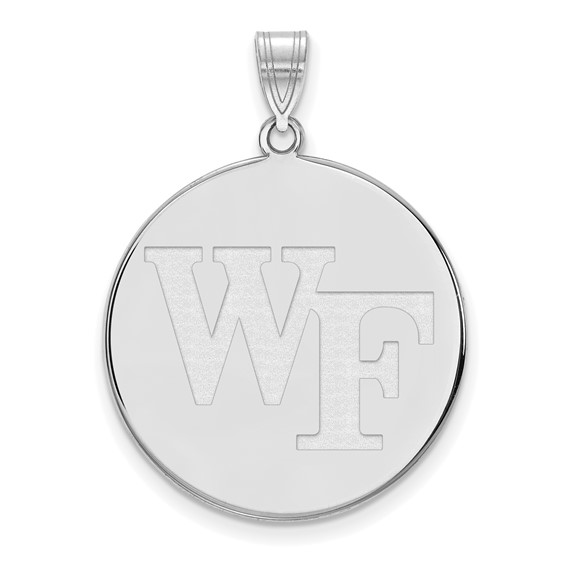 Wake Forest University WF Disc Pendant 1in 10k White Gold