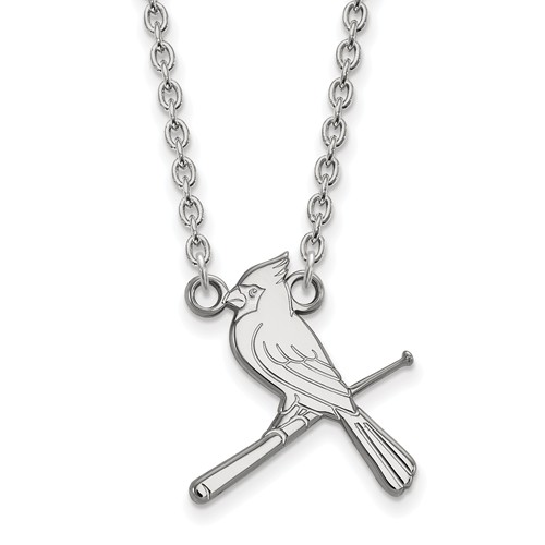 14kt White Gold St. Louis Cardinals Bird Pendant on 18in Chain