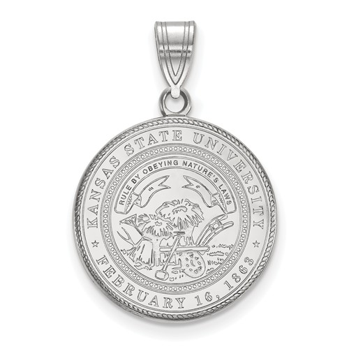 Kansas State University Crest Pendant 3/4in Sterling Silver