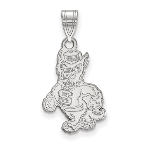 Sterling Silver 3/4in North Carolina State Walking Mr. Wuf Pendant