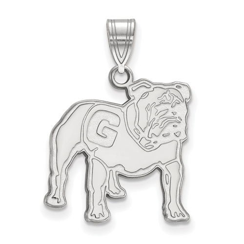 Sterling Silver 3/4in University of Georgia Standing Bulldog Pendant