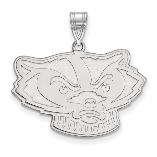 Silver 3/4in University of Wisconsin Bucky Badger Face Pendant