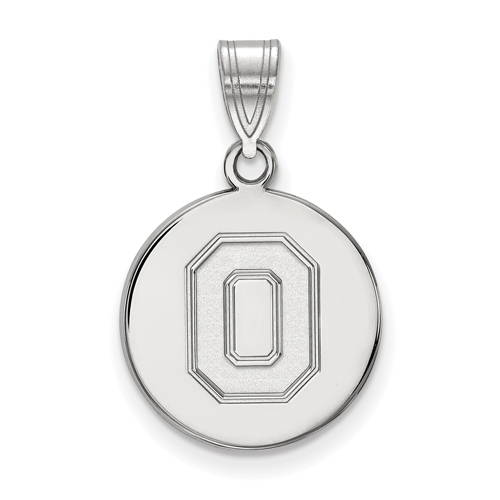 Sterling Silver 5/8in Ohio State University Block O Disc Pendant