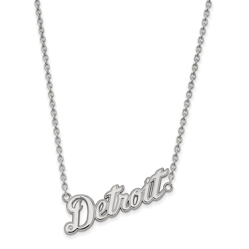 10kt White Gold Detroit Pendant on 18in Chain
