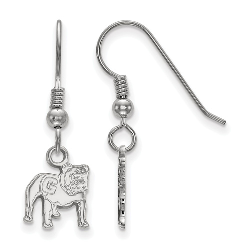 Sterling Silver Univ. of Georgia Standing Bulldog XS Dangle Earrings