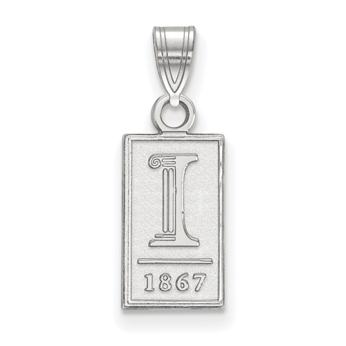 14kt White Gold 1/2in University of Illinois 1867 Pendant