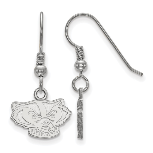 Silver University of Wisconsin Badger Extra Small Dangle Earrings