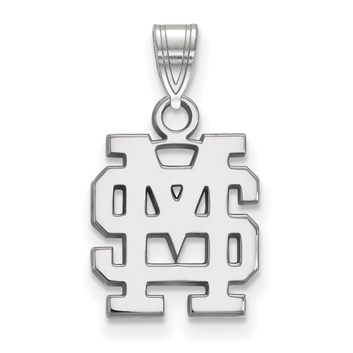 Mississippi State University MS Charm 1/2in Sterling Silver