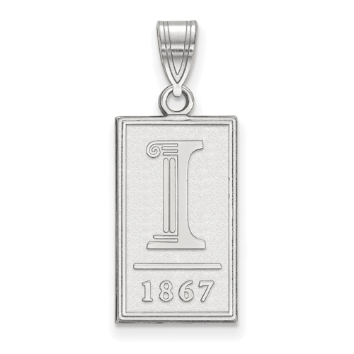 14kt White Gold 3/4in University of Illinois 1867 Pendant