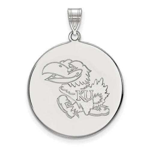 Sterling Silver 1in University of Kansas Round Pendant