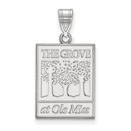 14k White Gold 3/4in The Grove at Ole Miss Pendant